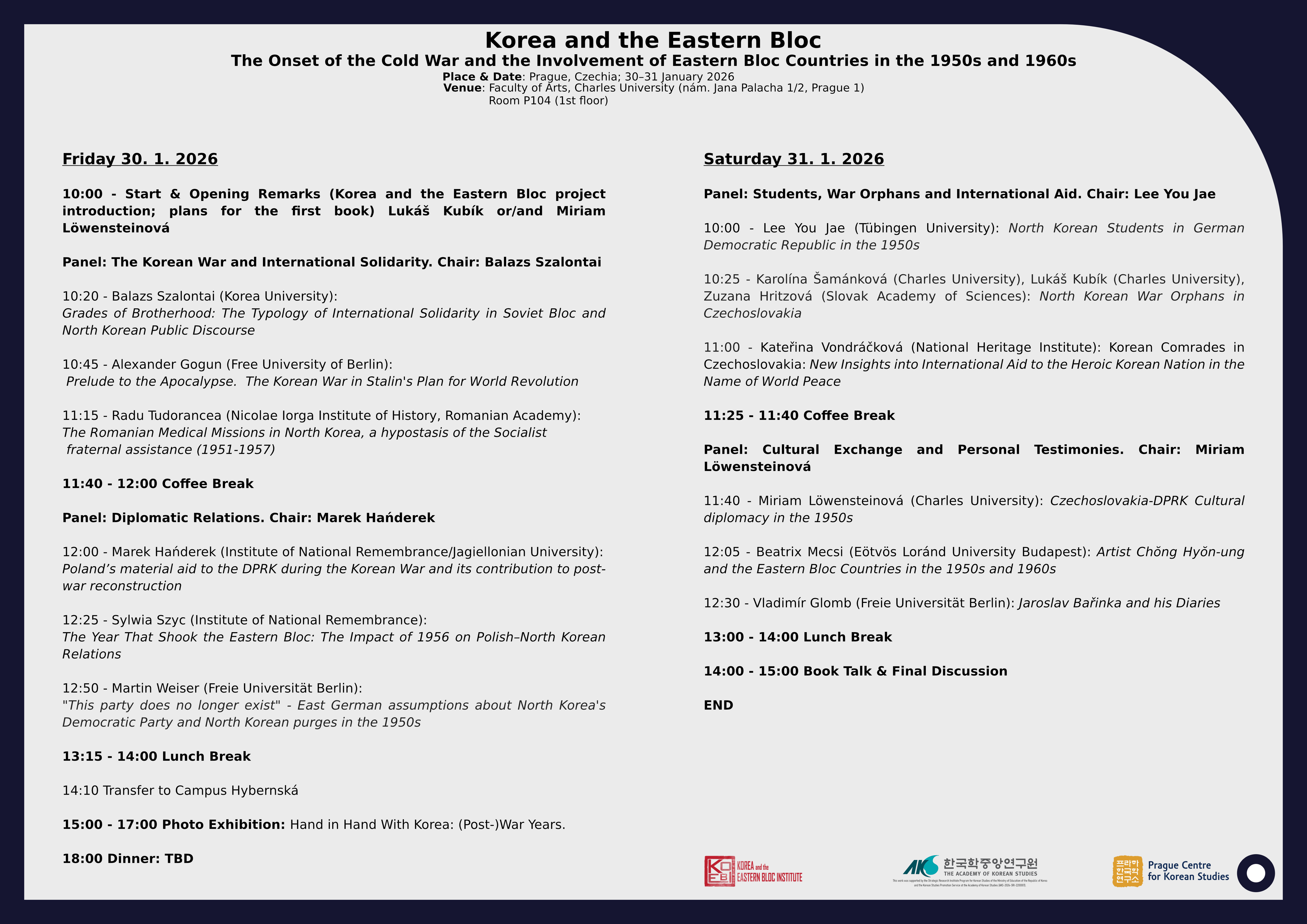 Program konference Korea and the Eastern Bloc